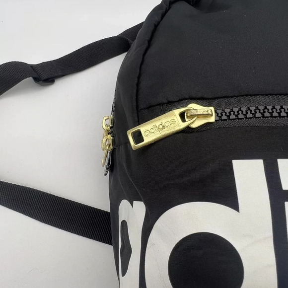 Adidas Mini Backpack Purse Black Gold Linear Logo Travel Bag School Sporty EUC - Picture 10 of 13